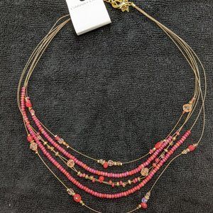 Bohemian Style Raspberry Colored Beads and Wire Necklace